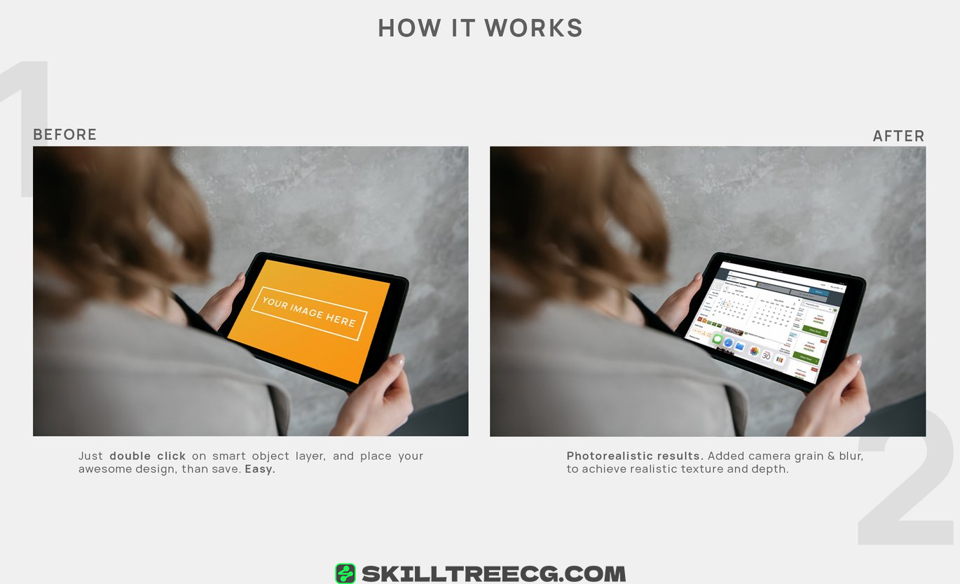 图片[3]-Person Holding iPad Photo Mockup Grey Background（973631）-技能树